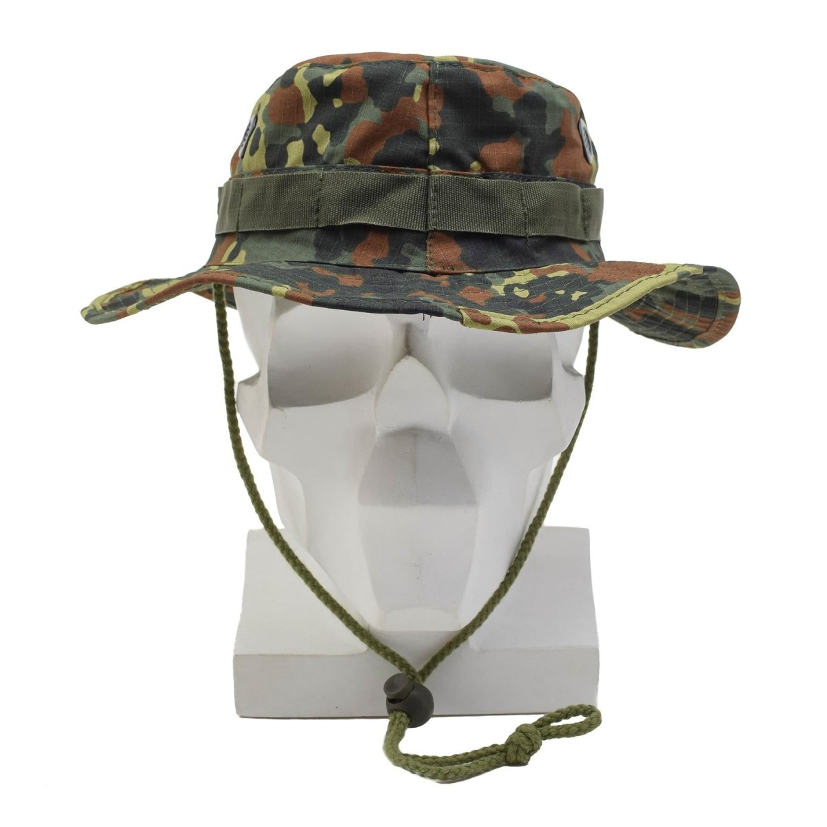 MFH Militärhut mit mehrfach gesteppter Krempe, umlaufenden Schlaufen, Flecktarn-Camouflage