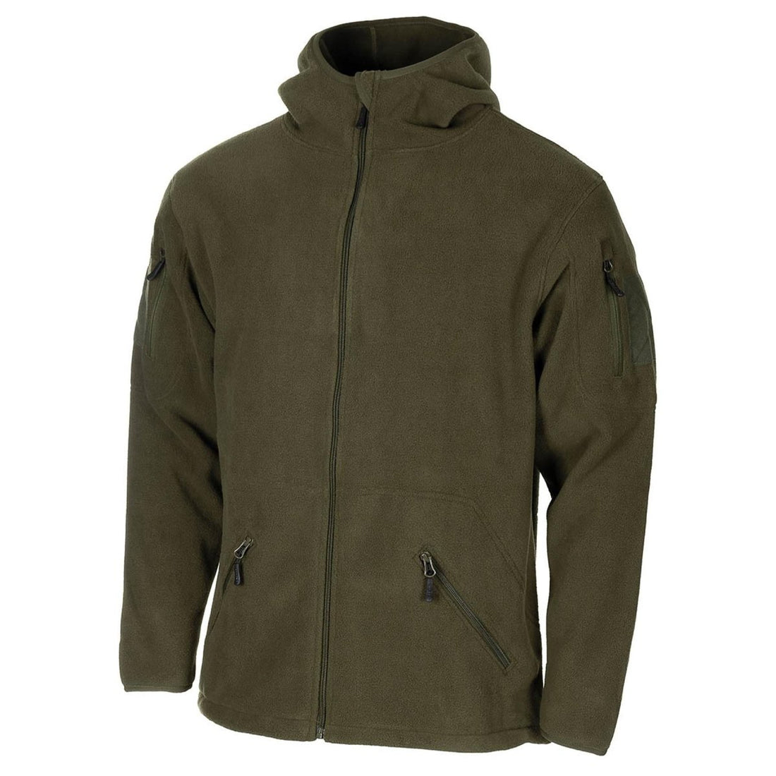 MFH Militär-Stil Oliv Kapuzenpullover Fleecejacke taktische Armee durchgehender Reißverschluss Wandern NEU