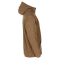 MFH Militärstil, hellbraun, taktische Fleecejacke mit Kapuze, für Outdoor-Wandern, durchgehender Reißverschluss, NEU