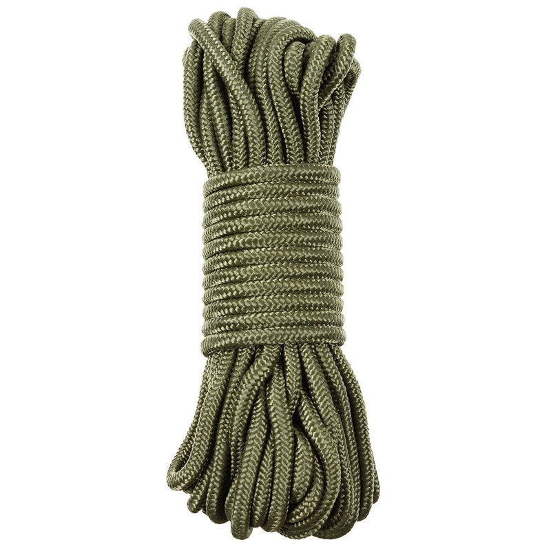 MFH Utility Rope 5mm - 7mm 15m Durable Polypropylene Outdoor Cord OD Green - GoMilitar