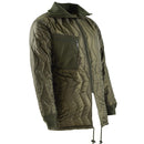 Mil-Tec German army quilted field jacket with insulated liner, zip chest pocket, knit collar and cuffs for warmth and durability
