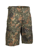 Mil-Tec U.S. Military style prewashed flecktarn camo ripstop cargo field shorts for durability and comfort