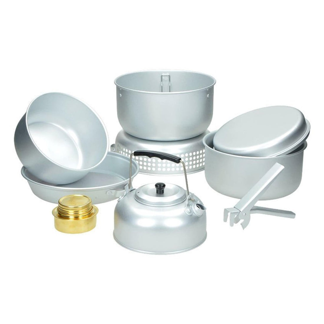 MIL-TEC Campingkocher-Set Outdoor Kochgeschirr Set Spiritusbrenner Aluminium Topf Pfanne