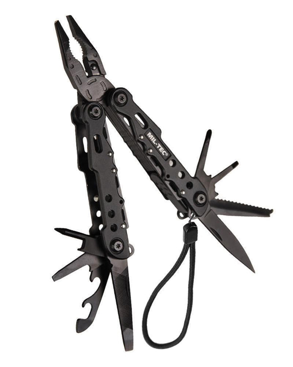 Mil-tec Cobra Multi-Werkzeug-Taschenmesser 9 Werkzeuge verfügbar Aluminiumgehäuse Schwarz