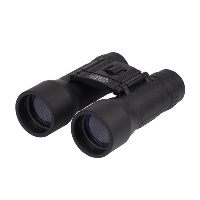 Black MIL-TEC collapsible binoculars 10x42 with diopter fine tuning and textured grip for outdoor use