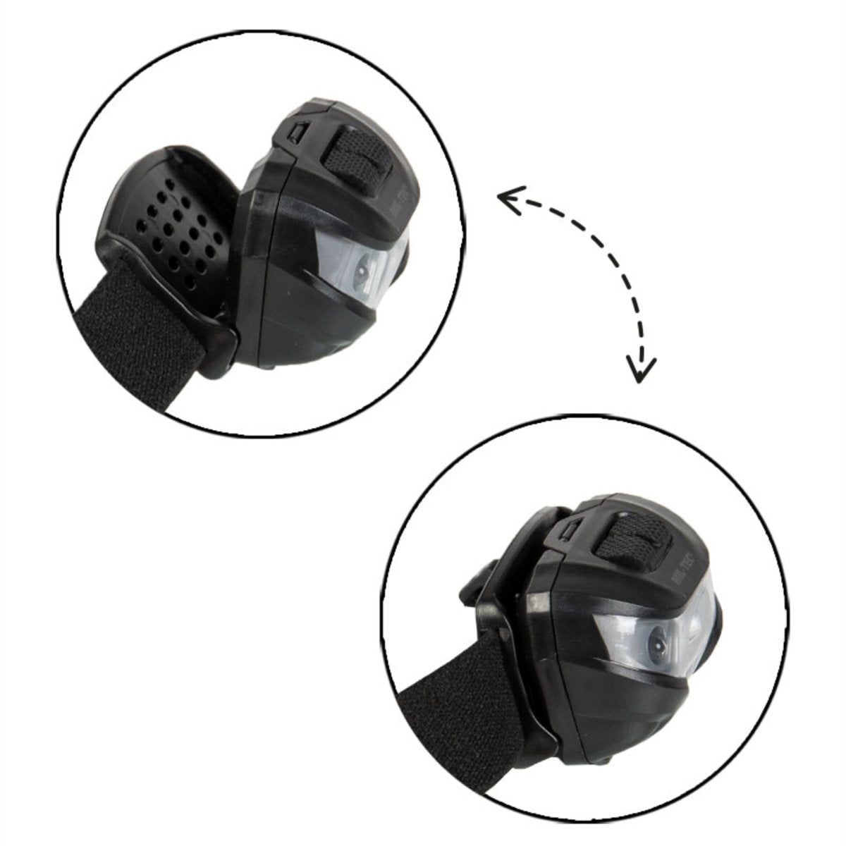 MIL-TEC CREE XPE LED-Stirnlampe, 200 Lumen, verstellbare Stirnlampe, rotes Licht, Schwarz