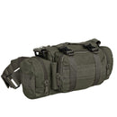 Olive green MIL-TEC tactical backpack with multiple zippered compartments and adjustable straps and buckles
