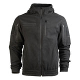 MIL-TEC GEN II Fleecejacke Warm Verstärkte Ellbogen Kapuze Brusttasche Schwarz
