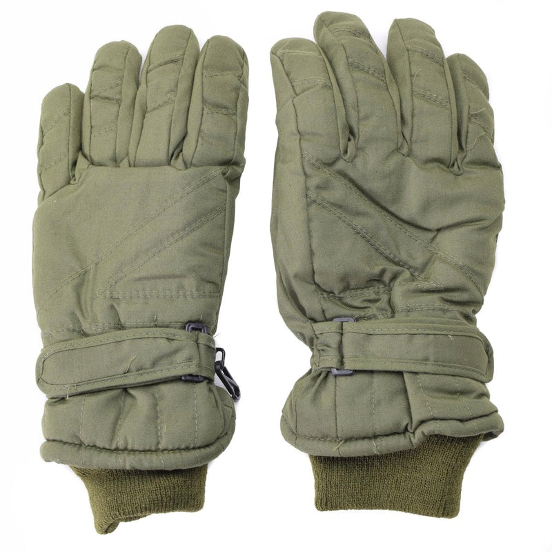 Olive green Mil-Tec men’s gloves with Thinsulate lining, adjustable wrist straps, and durable winter tactical design