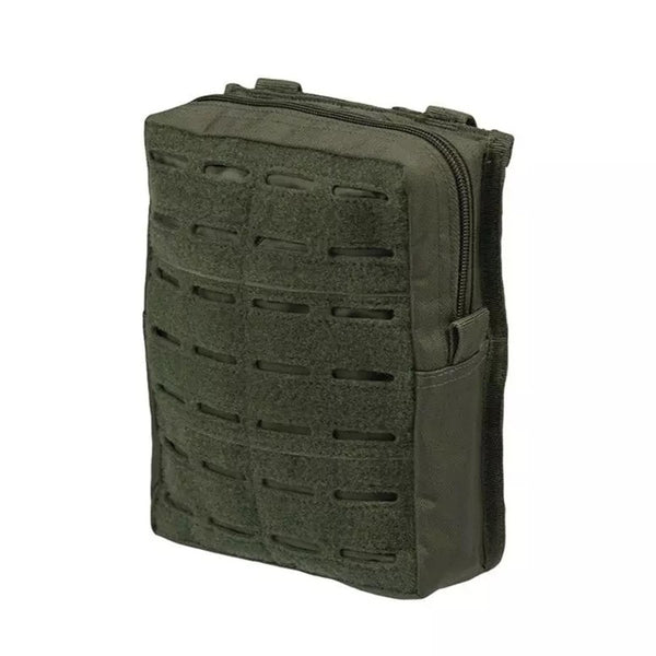 Olive green MIL-TEC large tactical MOLLE belt pouch with laser cut nylon for durable gear storage and attachment