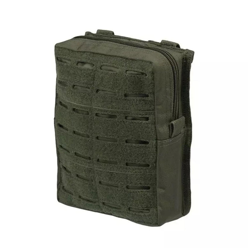 Olive green MIL-TEC large tactical MOLLE belt pouch with laser cut nylon for durable gear storage and attachment