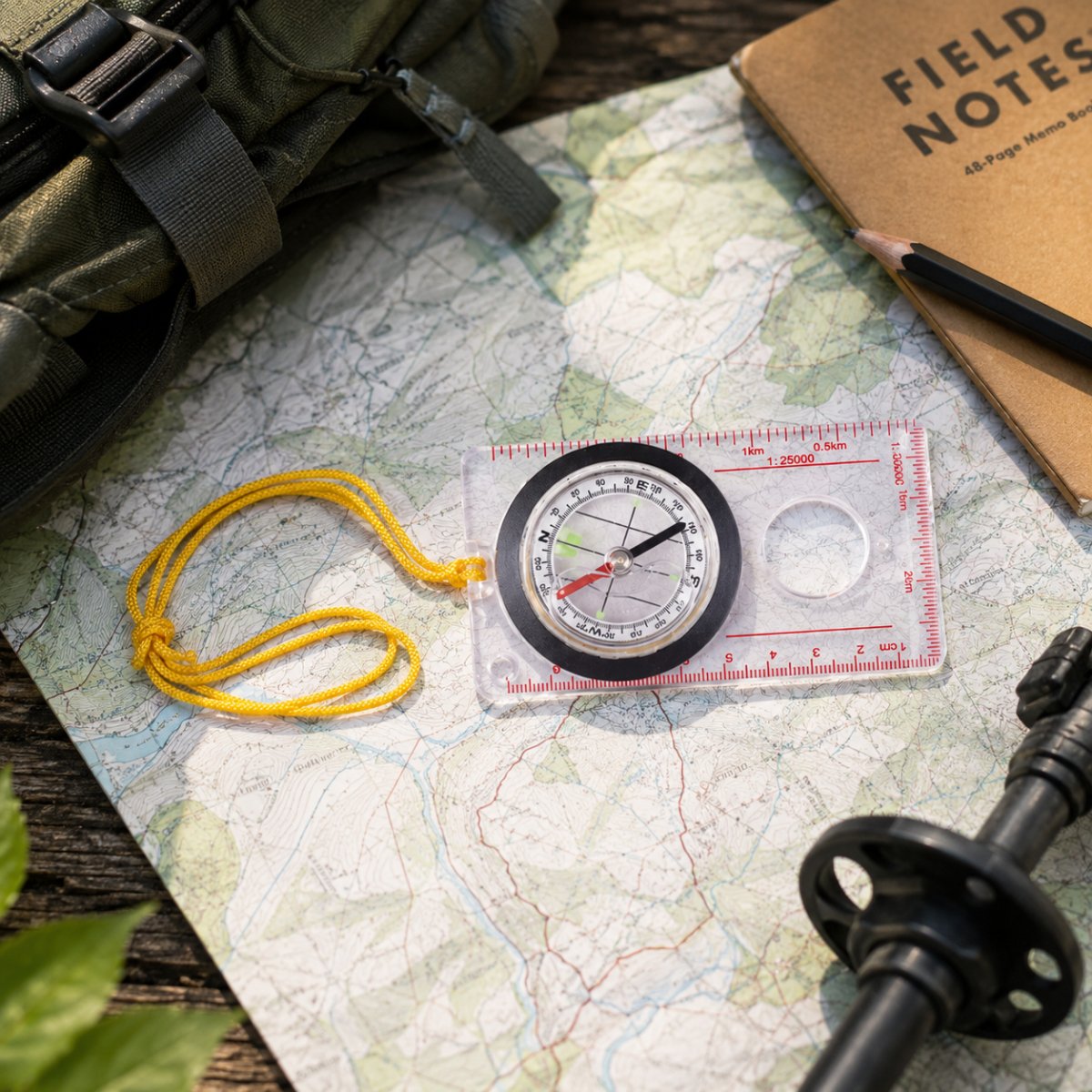 Mil-Tec Kartenkompass, transparente Grundplatte, Wandern, Camping, Navigationsgerät