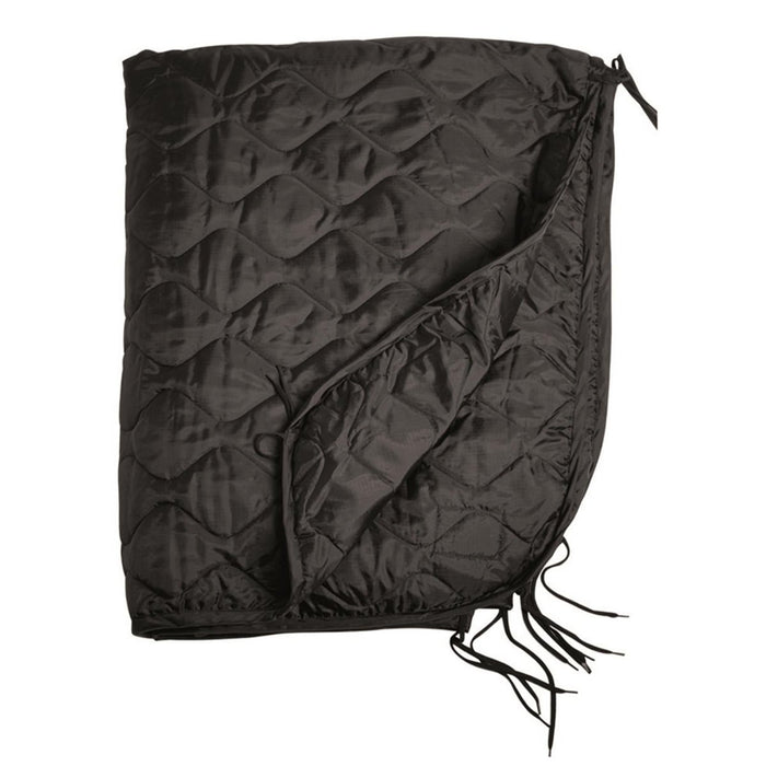 Schwarzes MIL-TEC-Ponchofutter mit Steppmuster, leicht und schnell trocknend, für Wärme im Freien, 210 x 150 cm
