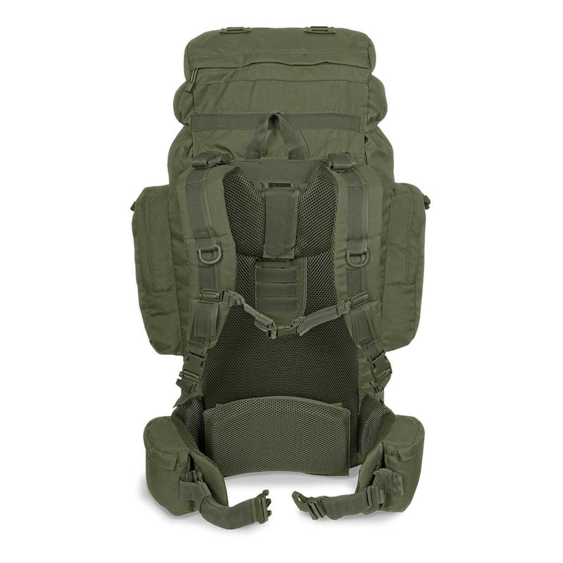 Olive green MIL-TEC RECOM 88L hiking rucksack with padded straps and back panel for comfort on long treks