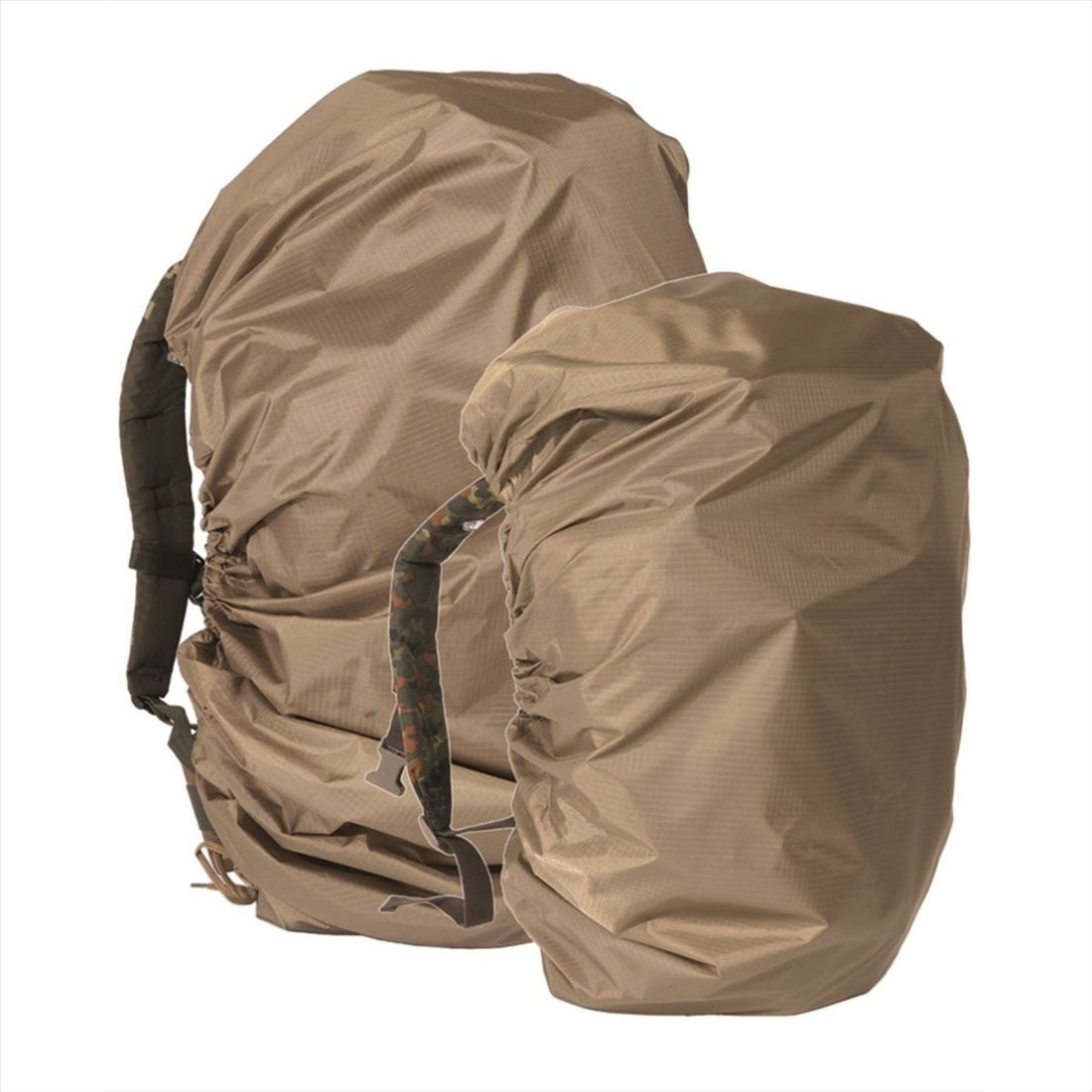 MIL-TEC Rucksackhülle, verstellbarer, polyurethanbeschichteter Regenschutz für 80 l Coyote