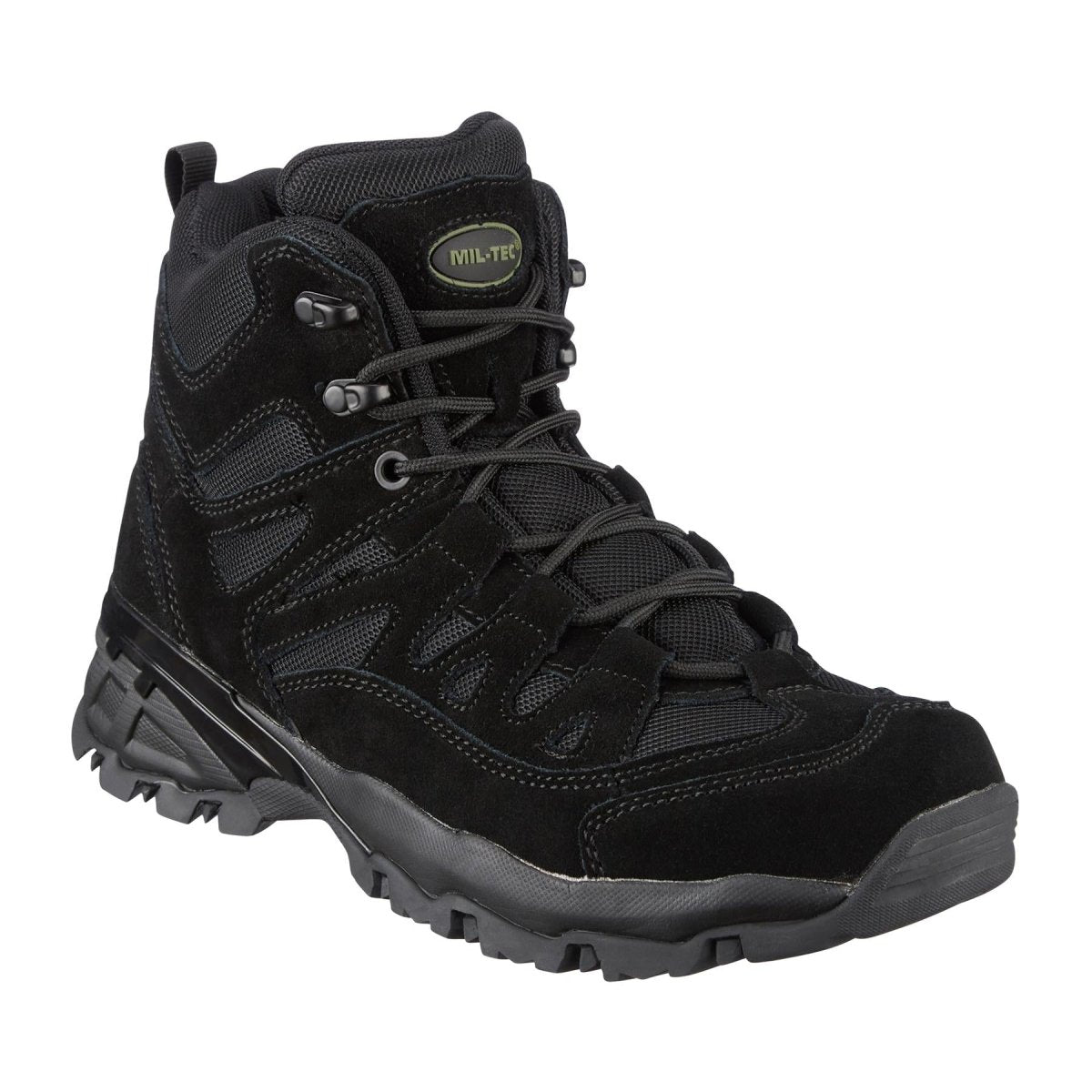MIL-TEC SQUAD Stiefel halbhoch runde Sohle Camping Outdoor schwarzes Wildleder Schuhwerk