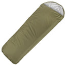 Olive green MIL-TEC waterproof lightweight emergency BIVY sleeping bag with reflective interior for survival and outdoor use.