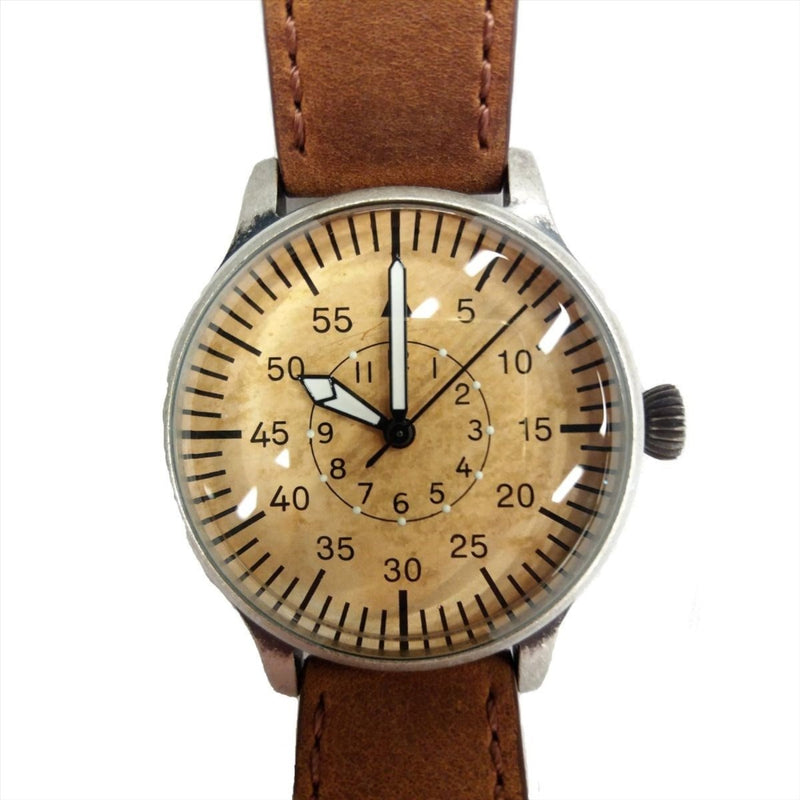 MIL-TEC Vintage Army Quarzuhr Pilot Naturlederarmband Braun