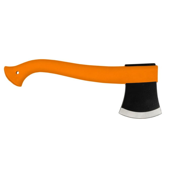 MORAKNIV Leichte Outdoor-Campingaxt mit orangefarbenem ergonomischem Griff und schwarz beschichteter Borstahlklinge.
