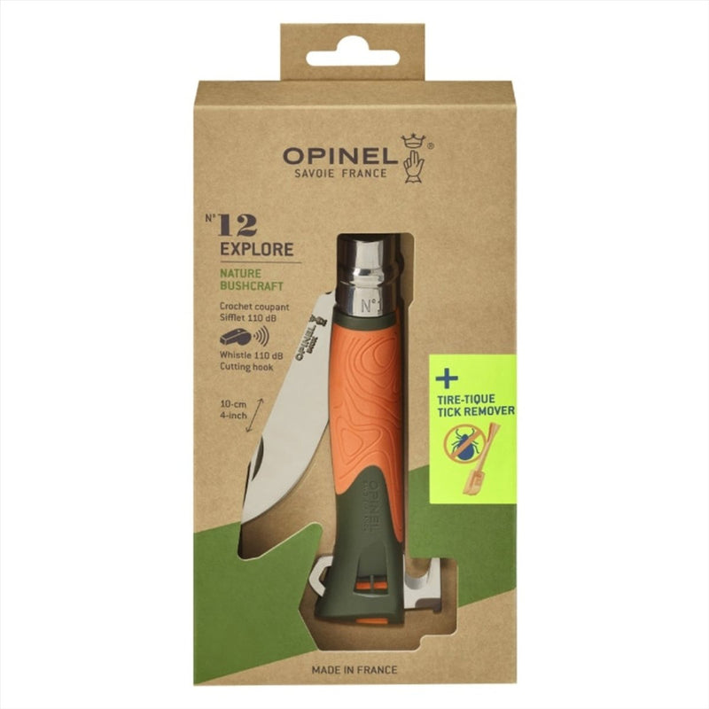 Opinel N°12 Explore Folding 10cm Pocket Knife 12C27 Stainless Steel Blade