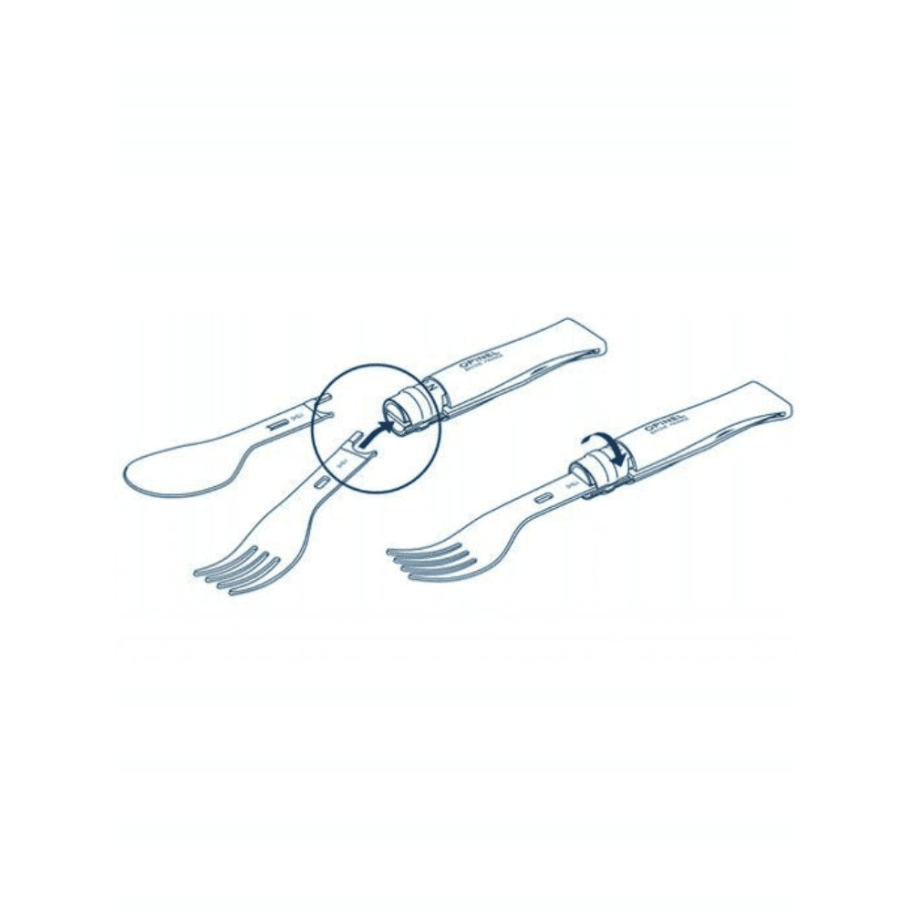 Opinel Picnic+ N°08 Besteckset Klappmesser Löffel Gabel Camping Buche
