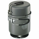 Compact lightweight Optimus Crux Lite tactical camping stove with foldable handles and cooking pot, ideal for hiking and outdoor use.