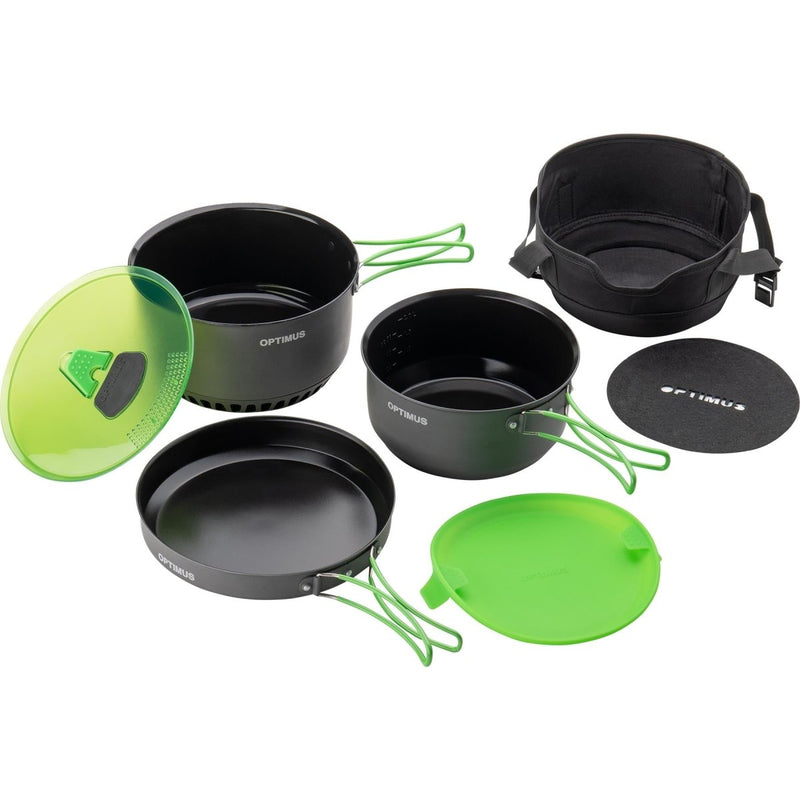 Optimus Terra Camp 4 Pot Set Cooking non - stick camping camper outdoor kit 7 part - GoMilitar