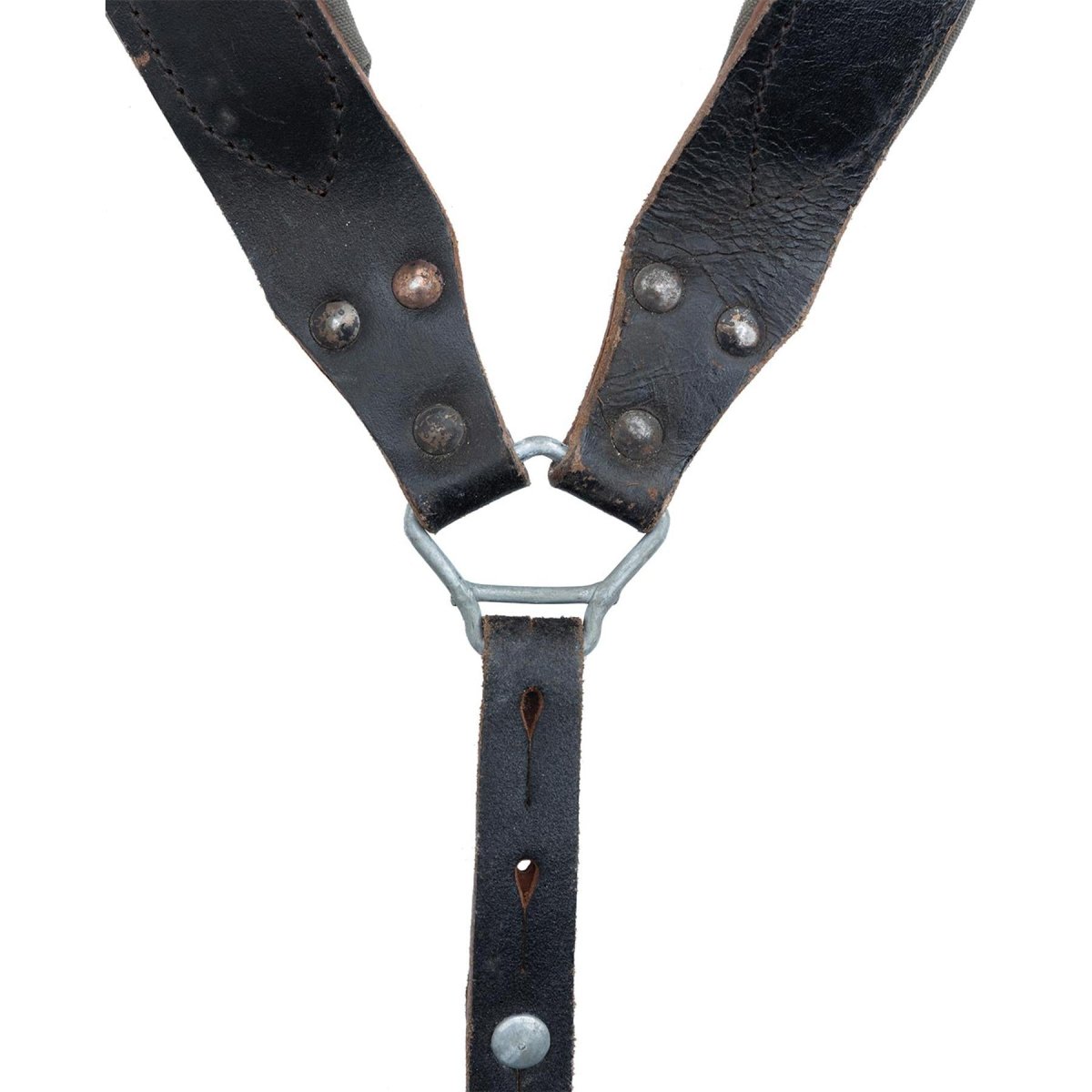 Original österreichische Armee Y-Strap Hosenträger aus echtem Leder Vintage Militär Überschuss