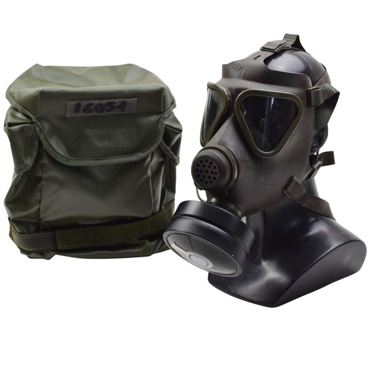 Originales österreichisches Militär-Drager-Gasmasken-Set, militärisches Sammlerstück, Oliv