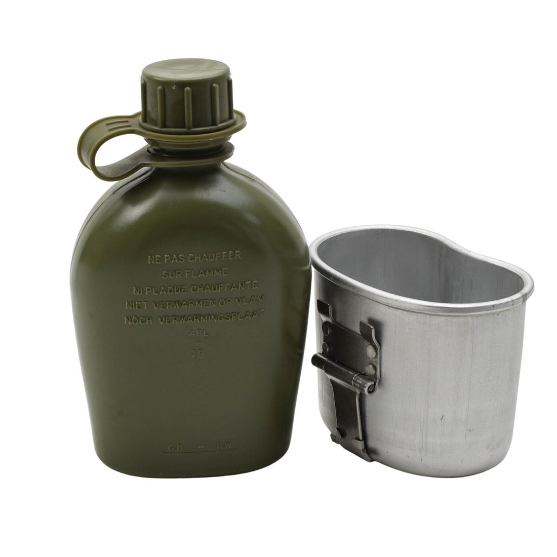 Originaler belgischer Militär-1-Liter-Flaschenbecher aus Kunststoff im Lieferumfang enthalten