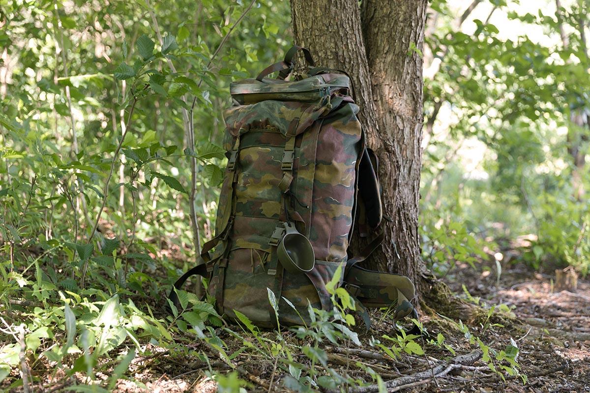 Original belgischer militärischer taktischer Feldrucksack, groß, 110 l, Wander- und Campingtasche