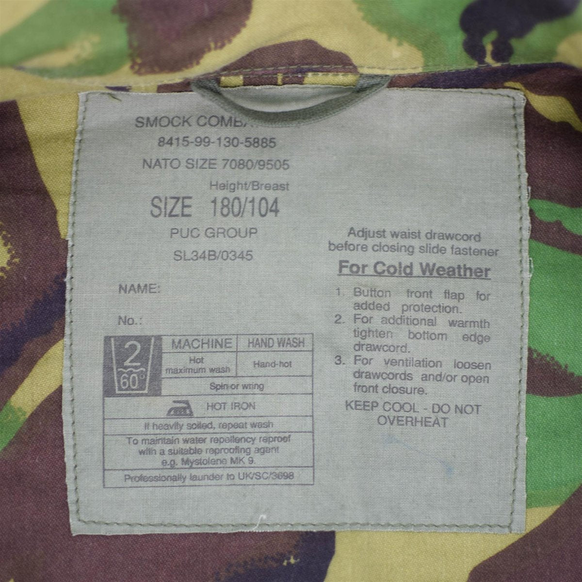 Original britische Armeejacke BDU Kampfkittel Kaltwetterparka Militärausgabe