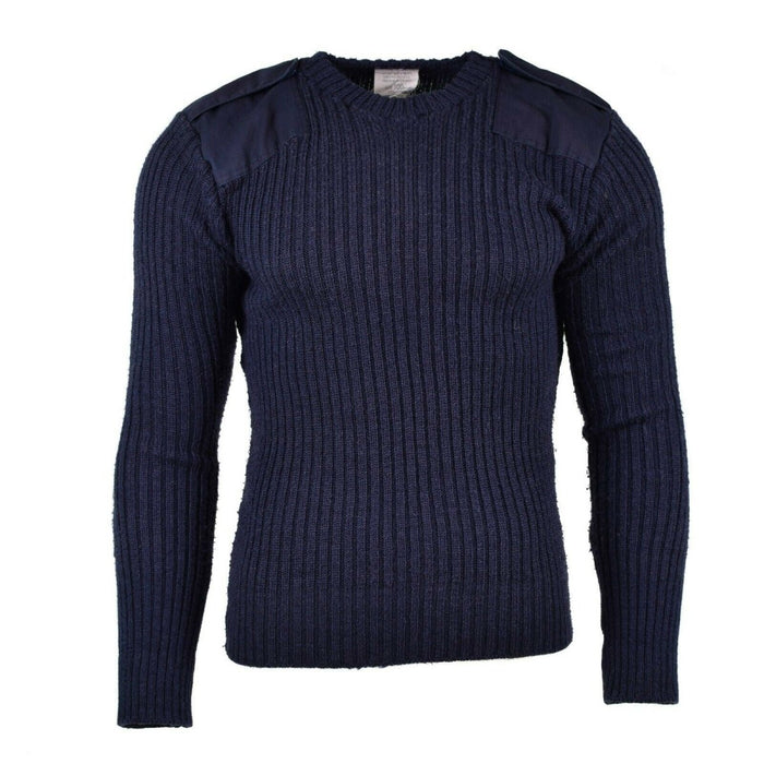 Originaler marineblauer Pullover der britischen Armee, Commando-Pullover, Rundhalsausschnitt, Wolle – GoMilitar