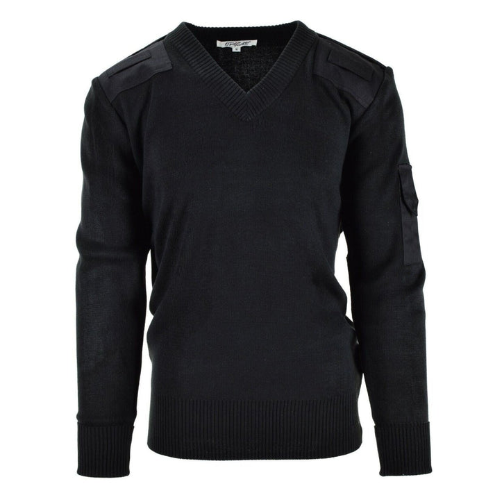 Original britischer Polizeipullover Commando Jumper, schwarzer Pullover mit V-Ausschnitt, NEU – GoMilitar