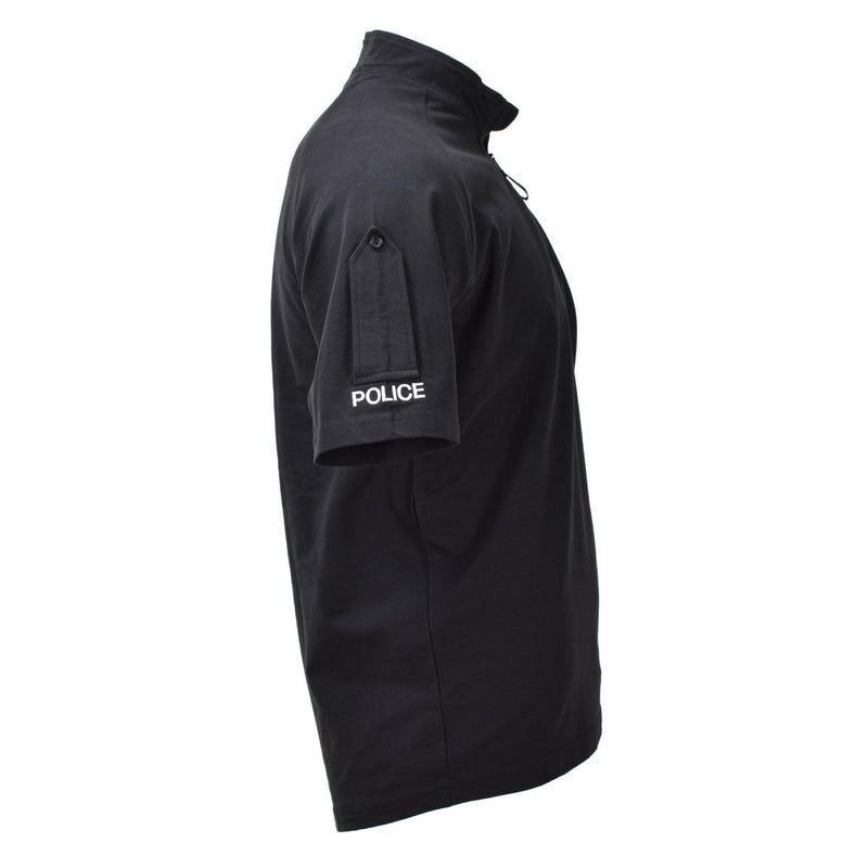 Original British army Police tactical T-shirts short sleeve zipped black NEW - GoMilitar