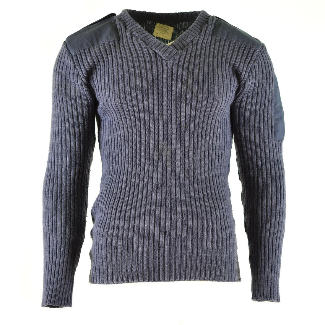 Original britische Armee Pullover Commando Jumper blau grau Pullover Wolle V-Ausschnitt