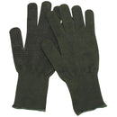 Original British military green Nomex gloves with anti-slip palms made of aramid fiber for heat resistance and durability