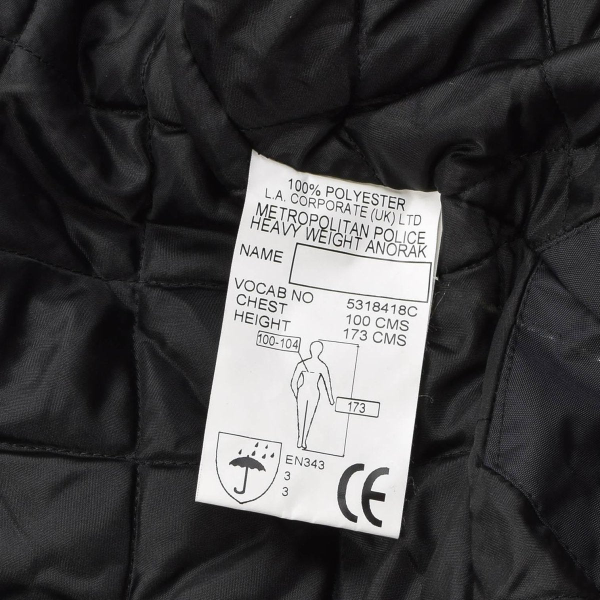 Original britische Militär-Regenjacke, Polizei, einfarbig, schwarz, gefüttert, wasserdichter Mantel