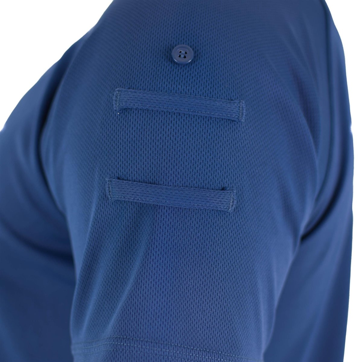Original britisches Polizei-T-Shirt, blaues, atmungsaktives Material, Frontreißverschluss, Schutzhemd