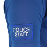 Original britisches Polizei-T-Shirt, blaues, atmungsaktives Material, Frontreißverschluss, Schutzhemd