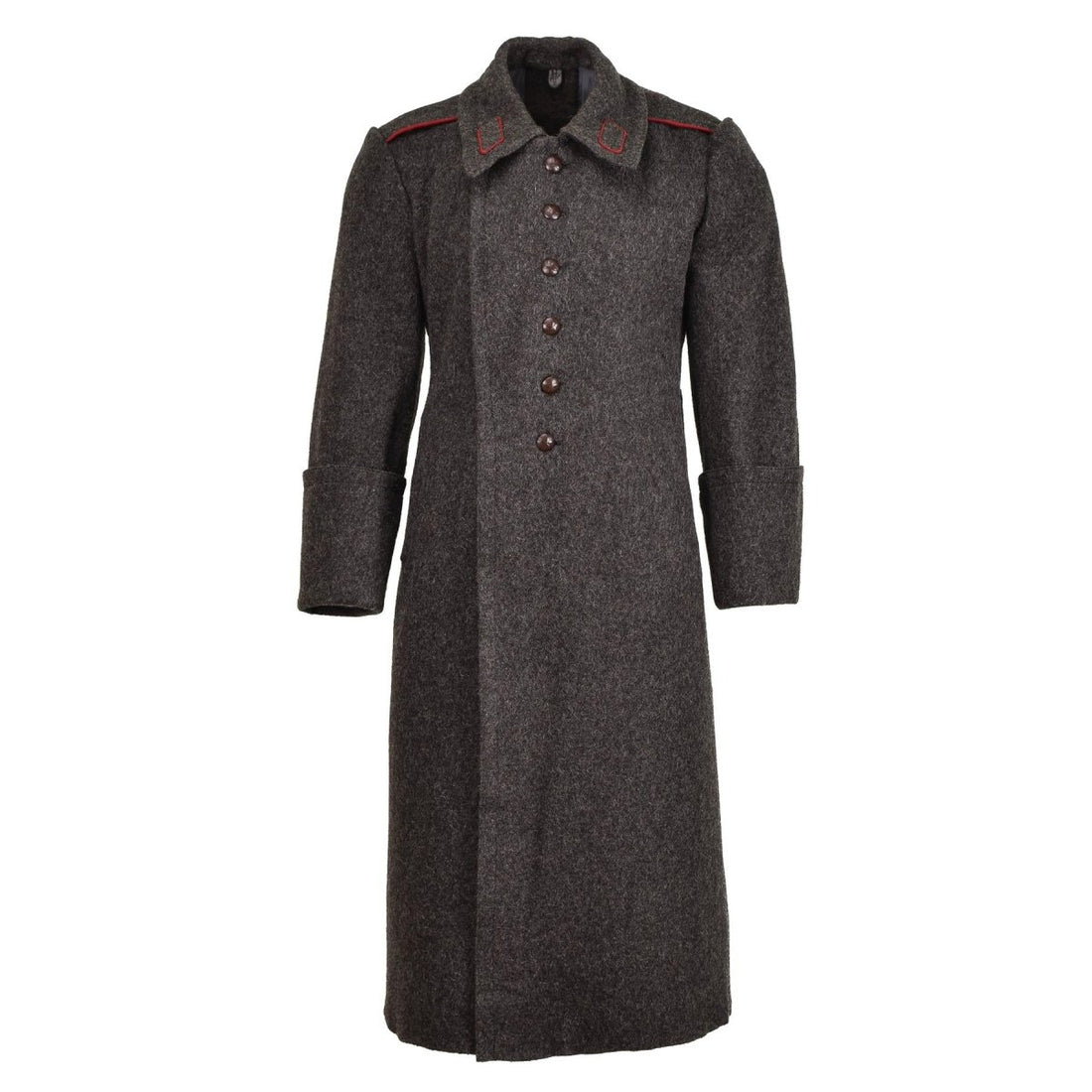 Original bulgarischer Militärwollmantel langer Vintage Wintermantel formell grau