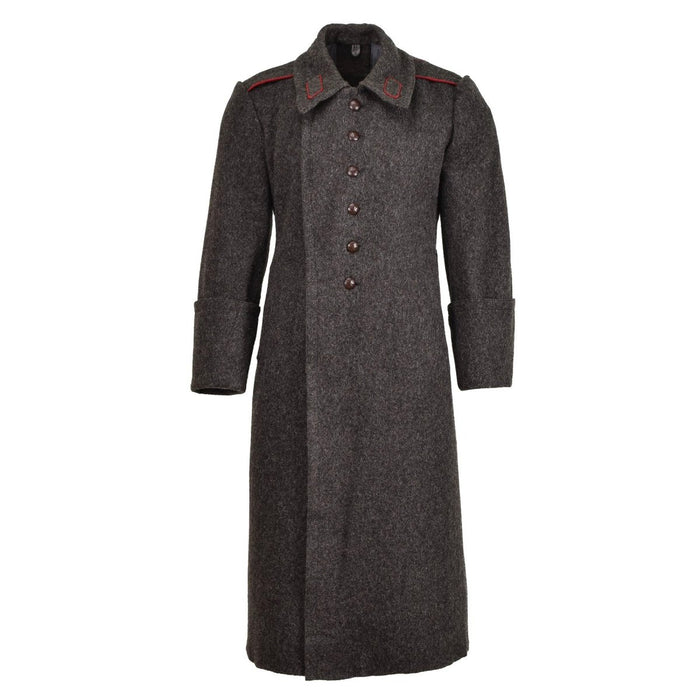 Original bulgarischer langer Mantel aus Militärwolle im Vintage-Stil, formeller Wintermantel in Grau – GoMilitar