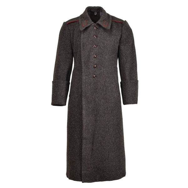 Original bulgarischer Militärwollmantel langer Vintage Wintermantel formell grau