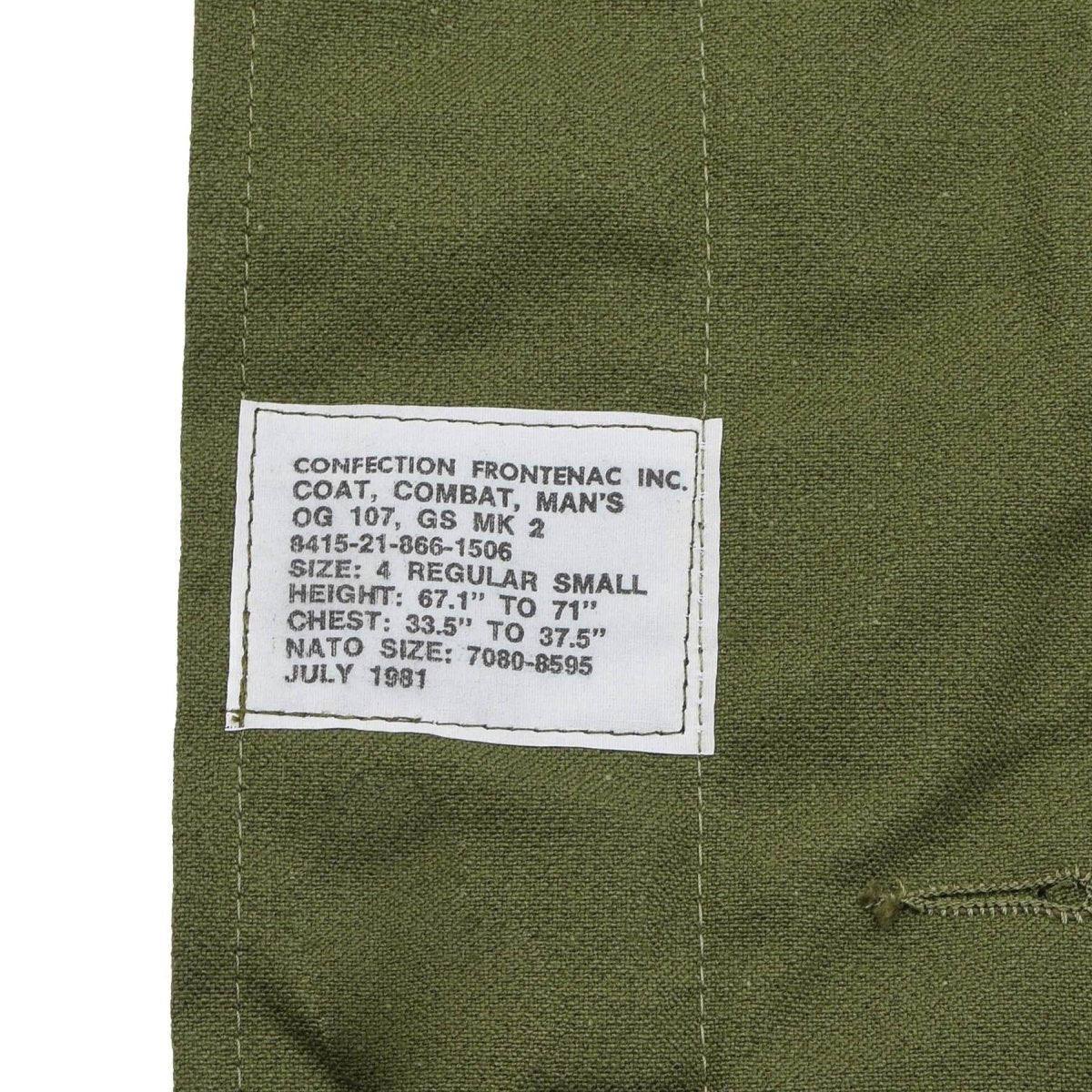 Original kanadische Armee-Feldjacke Combat Military Surplus Olivgrün