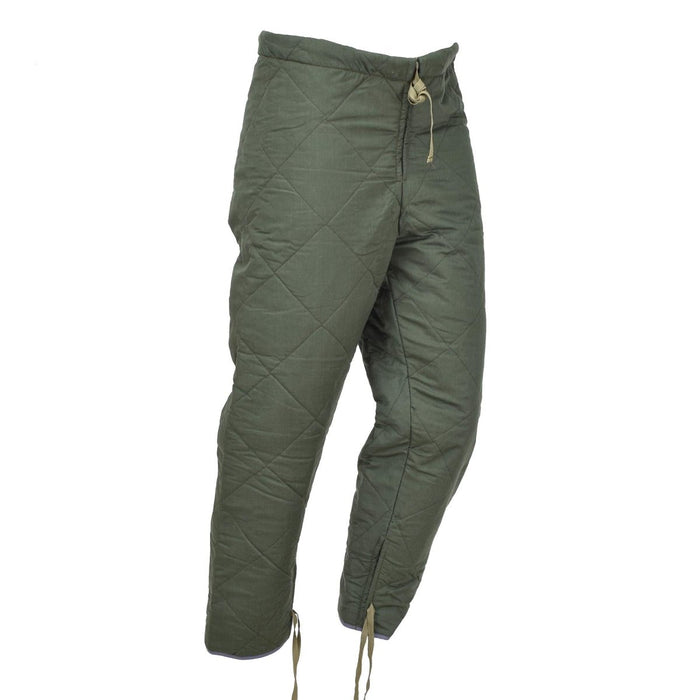 Original olivgrüne Winter-Thermohose der tschechischen Armee mit verstellbarer Taille und Kordelzug an den Knöcheln für Wärme.