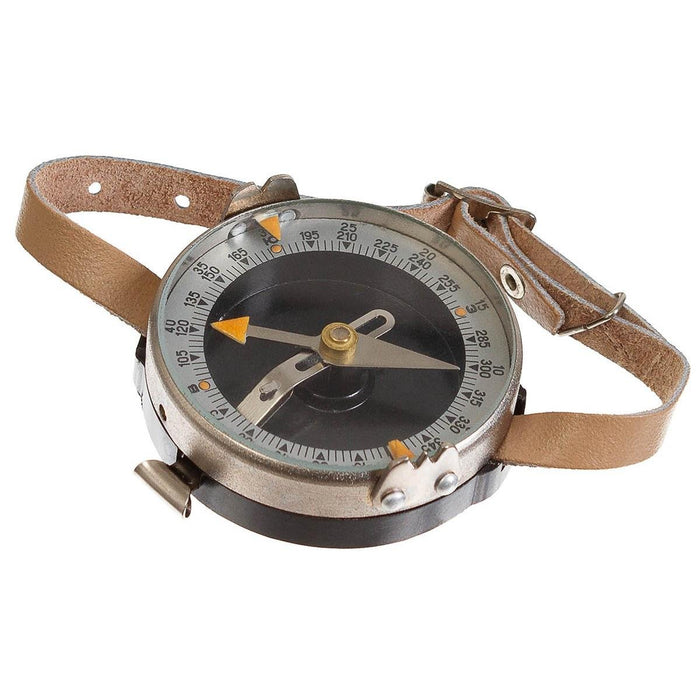 Original tschechisches Militärarmband, Kompass, Kartenmaß, Lederarmband, braun, mit braunem Lederarmband für den Einsatz im Freien