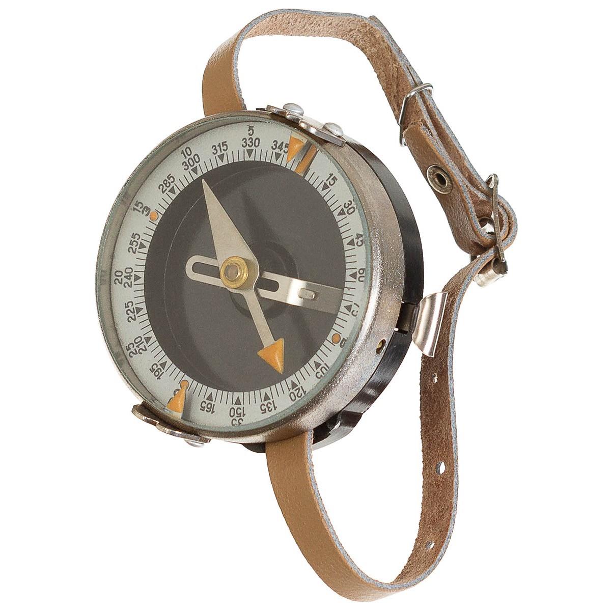 Original tschechisches Militärarmband, Kompass, Kartenmaß, Lederarmband, braun