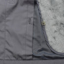 Close-up of grey Czech M85 field jacket showing durable outer shell and removable soft faux fur lining detail