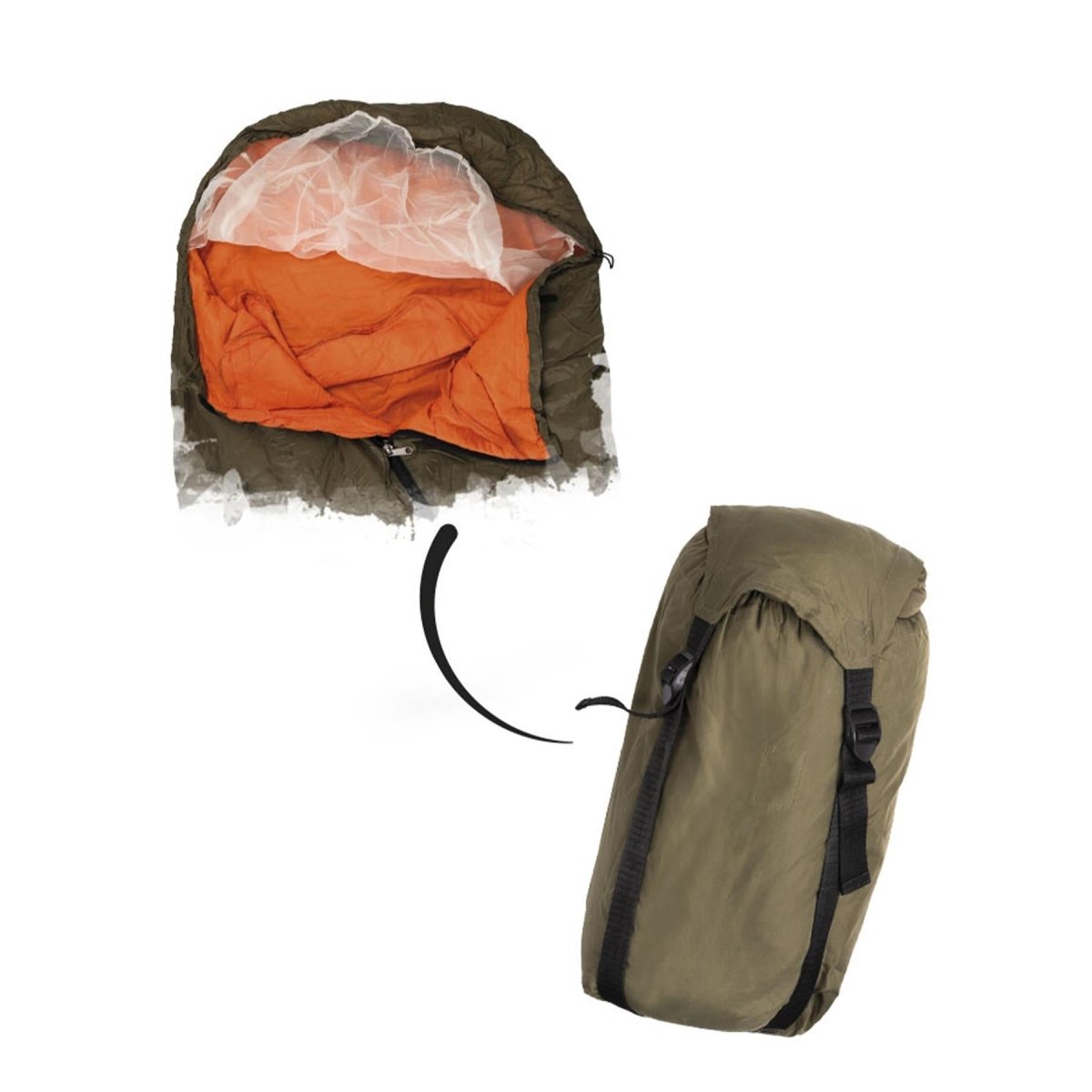 Original tschechischer Militär-Sommerschlafsack Thinsulate mit integriertem Moskitonetz