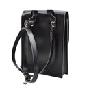 Original Czechoslovakian Police Shoulder Bag Documents Artificial Leather Black with adjustable strap and metal hooks military surplus style